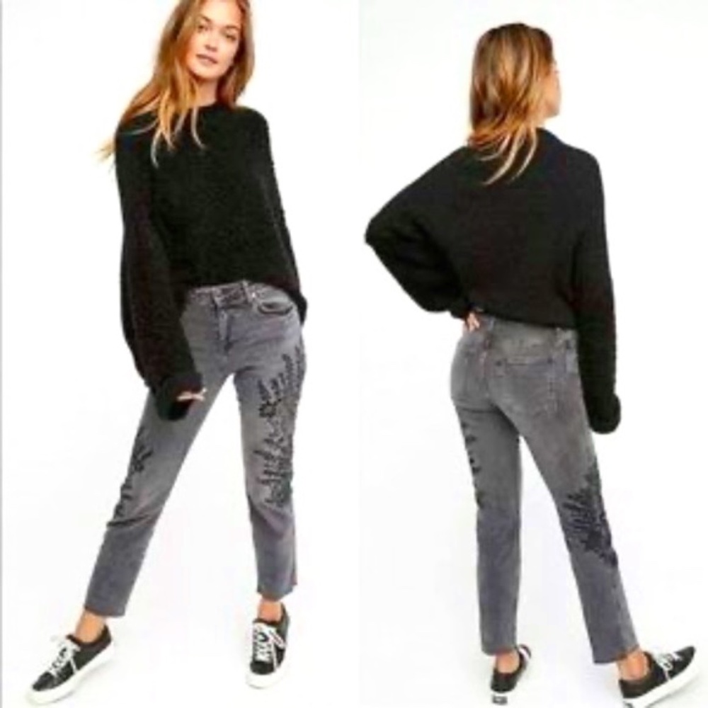 We The Free Girlfriend Jeans with Floral Embroidery! - Picture 2 of 8